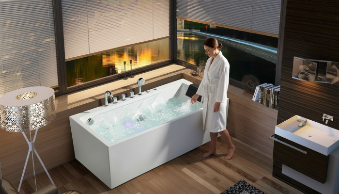 Viesistabas vannasistaba Spa vannas LED apgaismojums masāžas caurules burbuļvanna