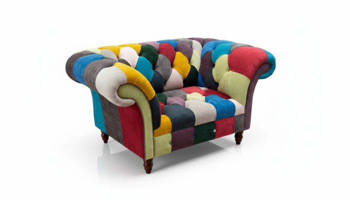 Krēsla dizains Chesterfield Lounge Daudzkrāsains dīvāns Vienvieta 130cm Jauns