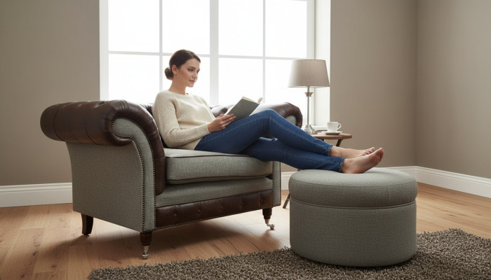 Chesterfield ausklaides krēsls pelēka sofa komplekts krēsls dīvāns ādas dīvāns jauns