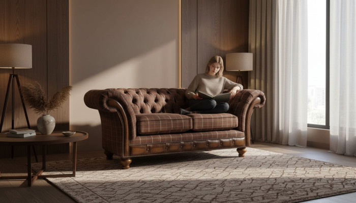 Chesterfield divvietīgais mēbeles divvietīgs dīvāns ar polstermēbelēm un atpūtas dīvānu.