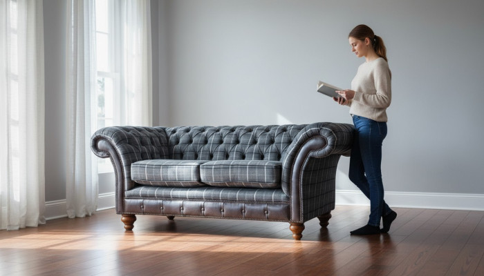 Dizaina Chesterfield tekstila luksusa divvietīgs stoff sola mīkstā sofa jauna