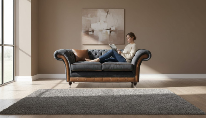 Chesterfield Luxus 2 divvietīga dīvāns, polster Sofa divvietīgs ādas dīvāns