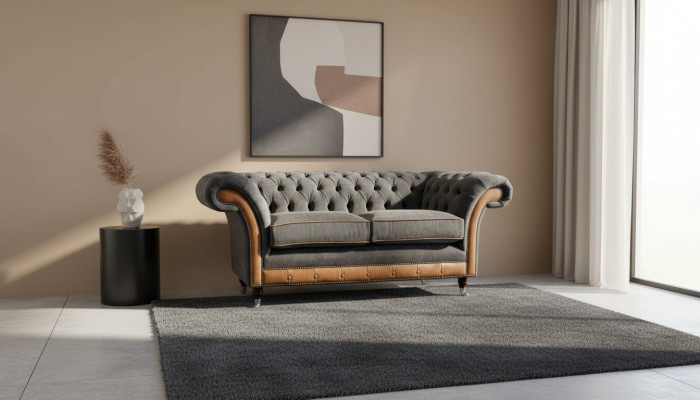 Chesterfield Luxus 2 divvietīga dīvāns, polster Sofa divvietīgs ādas dīvāns