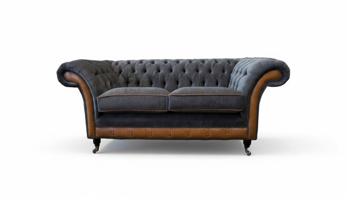 Chesterfield Luxus 2 divvietīga dīvāns, polster Sofa divvietīgs ādas dīvāns