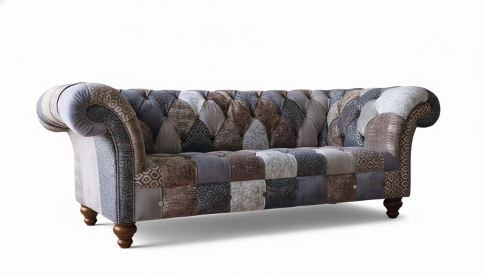 Trīsvietīgais dīvāns Ar Chesterfield polsteri sēdekļiem Audumā Couch Modern Mēbelēs Jauns