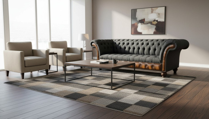 Dizainas Melna sofa 3-vietīga Chesterfield auduma dīvāns Dīvāns Polster New