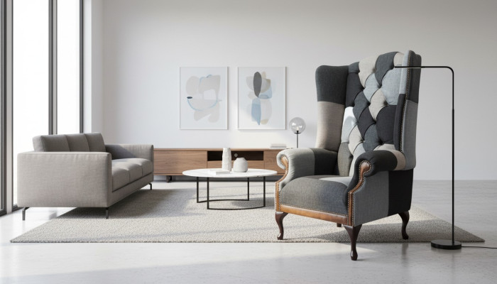 Chesterfield ausztrāde Krēsla galds 1 Sēdētājs dīvāns Sofa Couch Polster Teksitil Theatē aizvietots