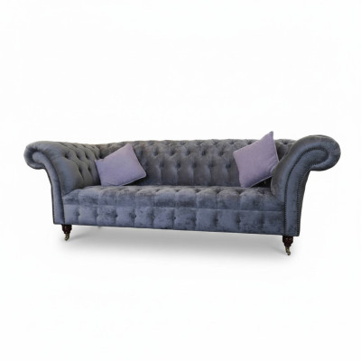 Dīvāns Chesterfield ar 3 sēdvietām, auduma pārklājums, mīksta sēdvieta, jauns.