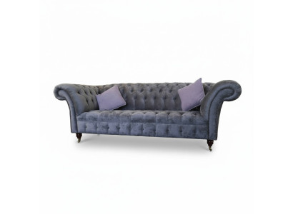 Dīvāns Chesterfield ar 3 sēdvietām, auduma pārklājums, mīksta sēdvieta, jauns.