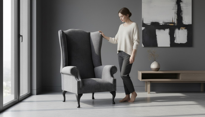 Ausveidojuma krēsla dizaina polsterēti dīvāni, dīvāni Chesterfield tekstila mēbeles