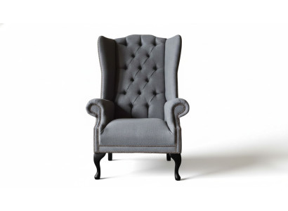 Ohrensessel Chesterfield Sofa Couch Polster 1 Sitzer Pelēka Krēsla Tekstilē