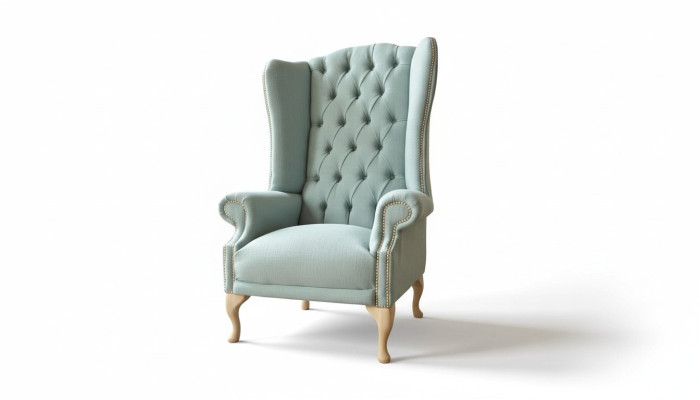 Auskari krēsls dizaina audums baltā krēslā Chesterfield tekstils jauns