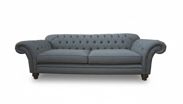 Dīvāns Luksuss Tekstils Chesterfield Dīvāns Dīvāni Polster 3 vietās Pelēks dizains