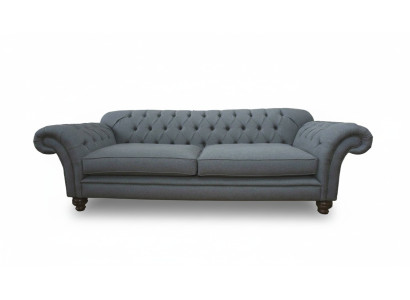 Dīvāns Luksuss Tekstils Chesterfield Dīvāns Dīvāni Polster 3 vietās Pelēks dizains