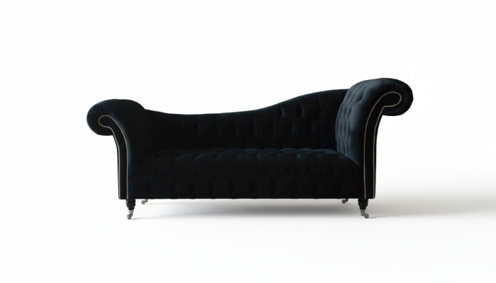 Sofa Luxus Tekstils Chesterfield Dīvāns Pamatne 3 Vieta Komplektācija Zila Samts