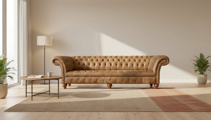 Dīvāns 4 vietām Chesterfield pārklājs dzīvojamā istaba dizains luksus koks jauns
