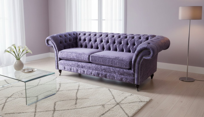 Chesterfield trīsvietīgā sofa 3 vietām dzīvojamā istaba Sofa lillā krāsā Cilpa