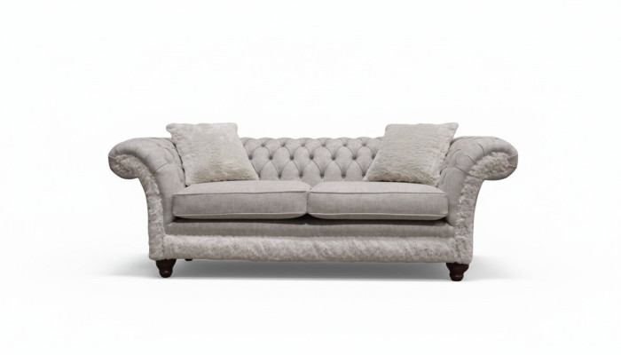 Mūsdienu trimvietīgā dizaina auduma ādas dīvāns 3-vietīgs dzīvojamā istabas dīvāns Chesterfield Beige