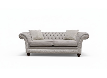 Mūsdienu trimvietīgā dizaina auduma ādas dīvāns 3-vietīgs dzīvojamā istabas dīvāns Chesterfield Beige