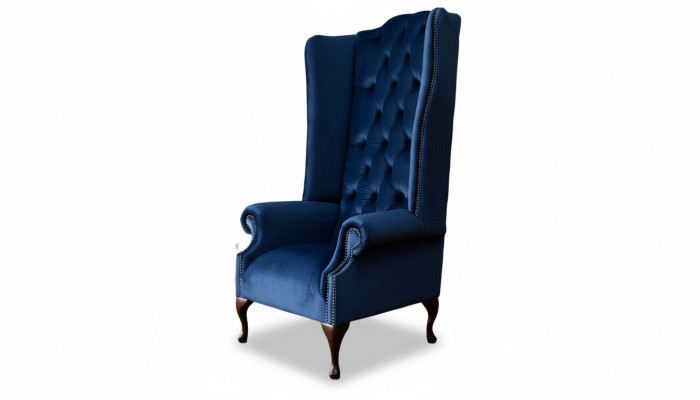 Krēsls Chesterfield Sofa Tekstils Viesistaba Pildspalva Zils Luksuss Austiņkrēsls