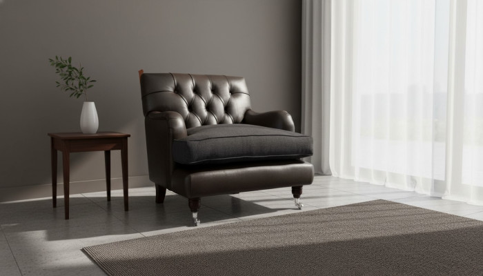 Chesterfield dizaina krēsla dīvāns polster, luksusa dīvāns 1 sēdeklis āda