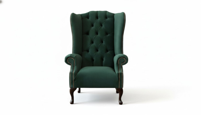 Chesterfield dizaina krēsla pārstāvis, ekskluzīvas tekstila krēsli uz dīvāniem un auskariem