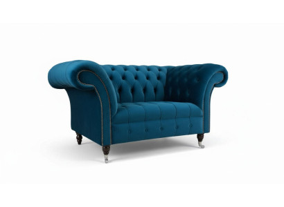Chesterfield krēsla dizaina pārklāta sofa dīvāns zils tekstila mēbeles