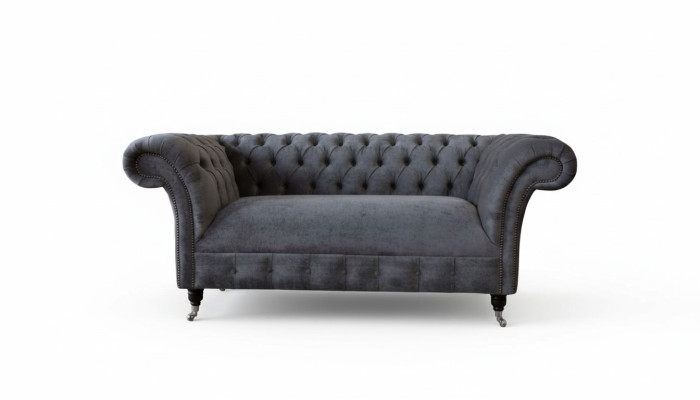 Chesterfield dīvāns, 2 vietu, polsterēts auduma dizains, luksusa dīvāni, tekstils.