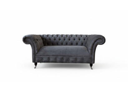 Chesterfield dīvāns, 2 vietu, polsterēts auduma dizains, luksusa dīvāni, tekstils.