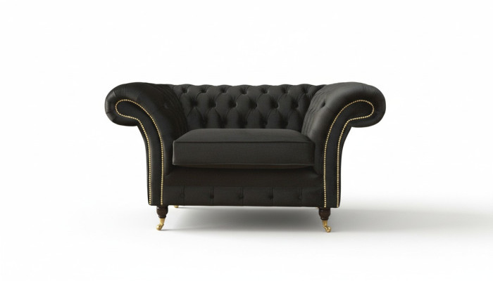 Chesterfield krēsla Lounge melna dīvāns kanapē polster moderns audums jauns