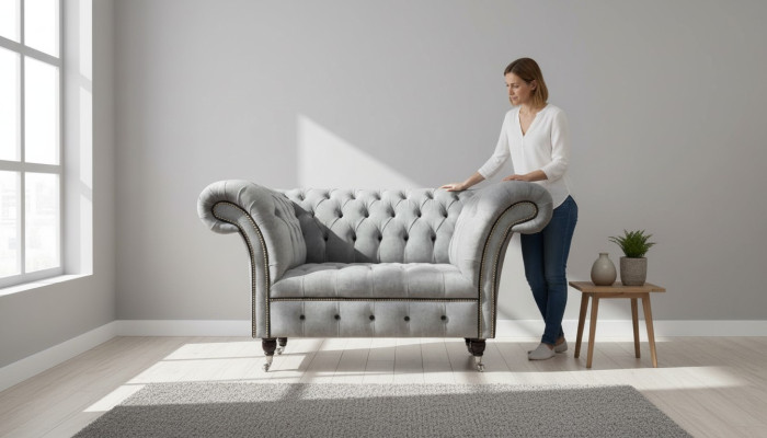 Chesterfield krēsls audums dzīvojamā istaba dizains apdares materiāls dizains luksuss