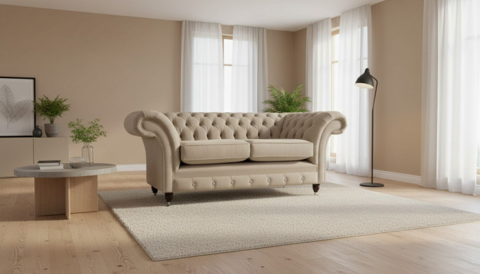 Chesterfield Tekstila mēbeļu dīvāns Design Luxus Couch Auduma dīvāni 2 Sēdvietas