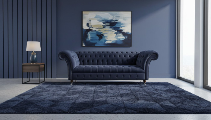 Luksusa divdeva zila auduma krēslsofa Stil Couch dīvāni Couchen mēbeles