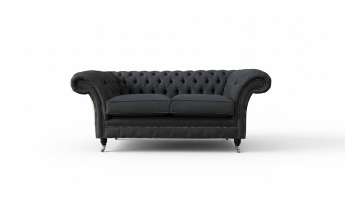 Chesterfield dīvāns 2 sēdvietas dīvāns pārklāšanās auduma dīvāns pelēks tekstils jauns