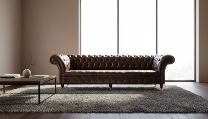 Dīvāns Chesterfield Dīvāns Polsterējums Sēdeklis Āda Dīvāni Brūns Dizaineris