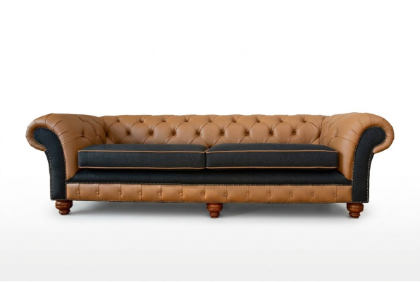 Stilīga 4-vietīga viesistaba dīvāns Arhitekta dīvāns Big Chesterfield ādas audums Jauni