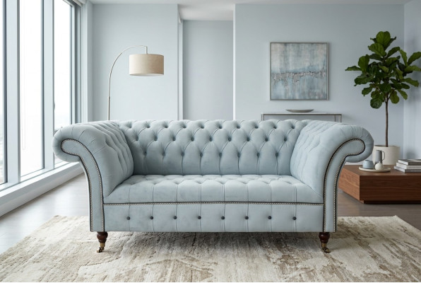 Chesterfield dīvāns Polster mēbeles divvietīgs pelēks dīvāni āda