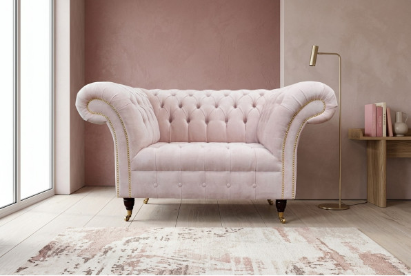 Krēsli Polster Sofa Tekstils Chesterfield Dīvāns 1 Sēdētājs Roza