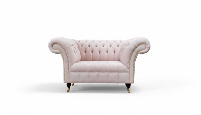 Krēsli Polster Sofa Tekstils Chesterfield Dīvāns 1 Sēdētājs Roza