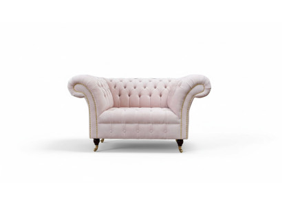 Krēsli Polster Sofa Tekstils Chesterfield Dīvāns 1 Sēdētājs Roza