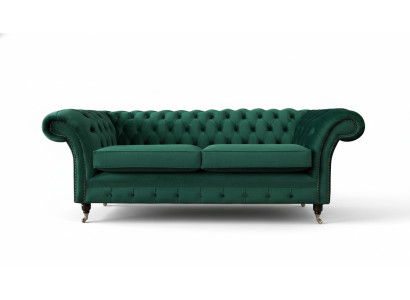 Sofa 3 vietnes Zaļš Čestersfīlda stila dīvāns Luxus Wohnzimmer dizains jauns