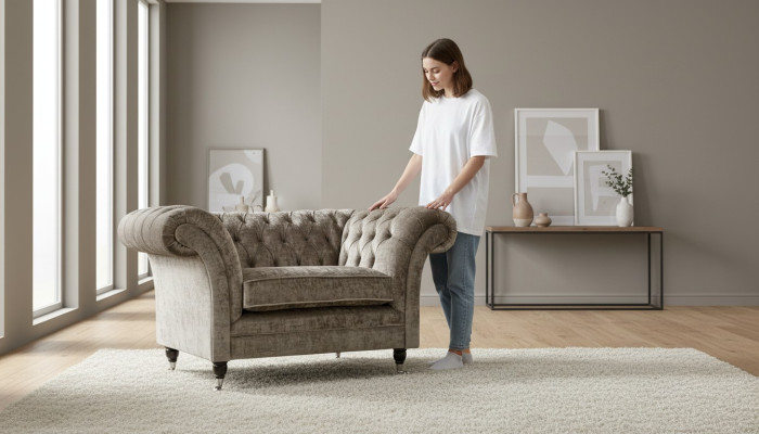 Dizaina Chesterfield krēsls 1-vietīga sofa Polster Luxus tekstila sofā.
