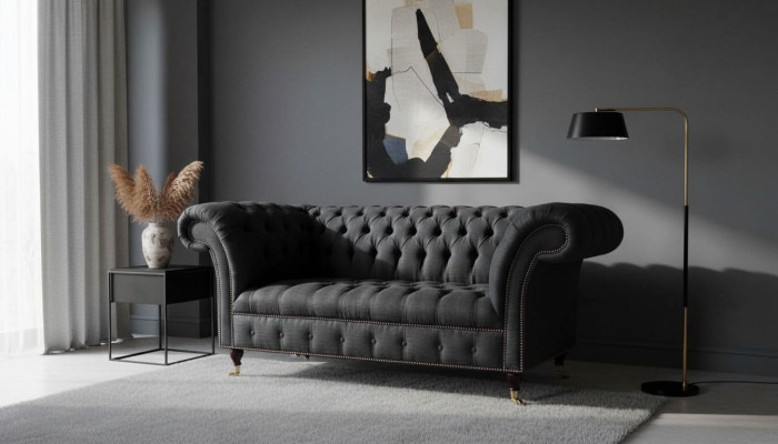 Dizain Chesterfield auduma dīvāns gultas dīvāns 2 vietas apdare tekstila audums Jauns
