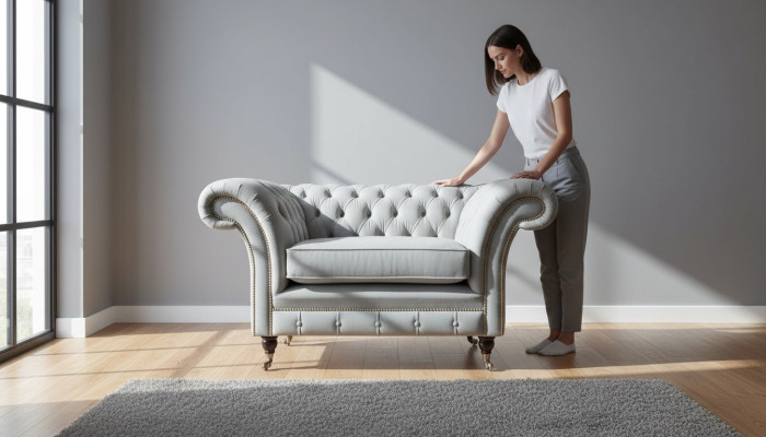 Krēsls apdare dīvāns audums Chesterfield dīvāns 1 sēdvietīgs pelēks