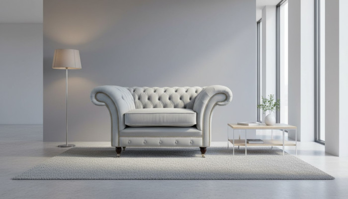 Krēsls apdare dīvāns audums Chesterfield dīvāns 1 sēdvietīgs pelēks