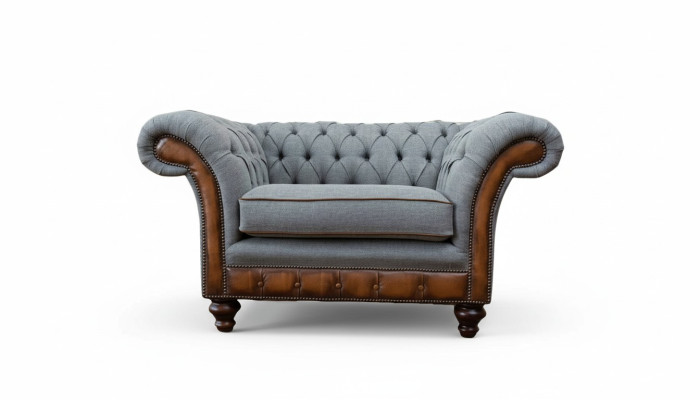 Krēsls dizains atpūta tekstils lounge luksuss pelēka apdare sēdēt Chesterfield.