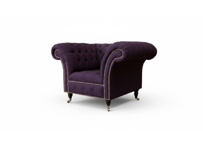 Krēsls vienvietīgs luksuss 1 sēdvieta dizaina audums tekstils lillā krāsā Chesterfield.