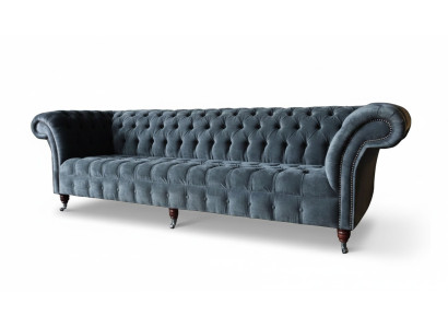 Četrvieta dīvāns 4-vietīgs dīvāns Moderns Pelēka dizaina audums Chesterfield