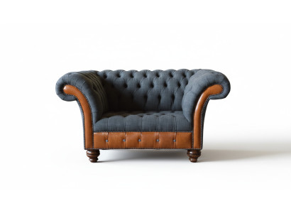 Krēsls 1 vietas sofa Polster dizaina luksusa auduma dīvāna Chesterfield tekstils