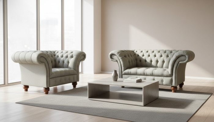 Chesterfield vienvietīgā dīvāna krēsls dīvāns mēbeles apdare audums audums